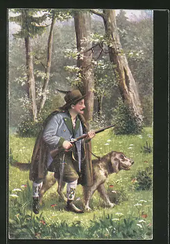AK Jäger mit seinem Hund auf der Pirsch