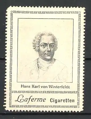 Reklamemarke "Laferme" Cigaretten, Portrait von Hans Karl von Winterfeldt