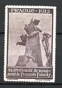 Reklamemarke Prague - Prag, Au devoilement du monument de Francois Palacky 1912, Denkmal, braun