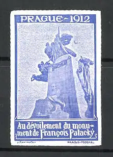 Reklamemarke Prague - Prag, Au Devoilement du monument de Francois Palacky 1912, Denkmal, blau