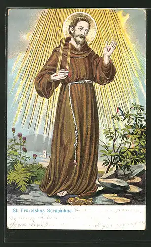 Künstler-AK St. Franciskus Seraphikus, Portrait des Heiligen