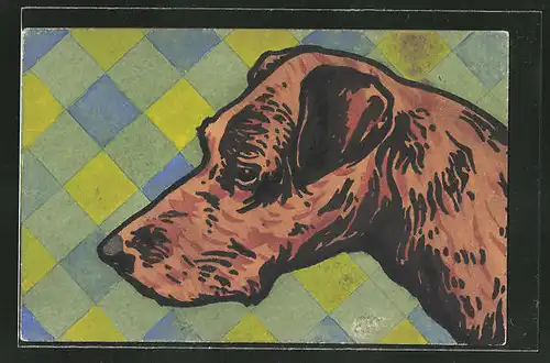 Künstler-AK Handgemalt: Kopf eines Hundes