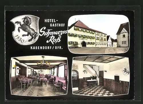 AK Kasendorf / Ofr., Hotel-Gasthof Schwarzes Ross, Innenansichten