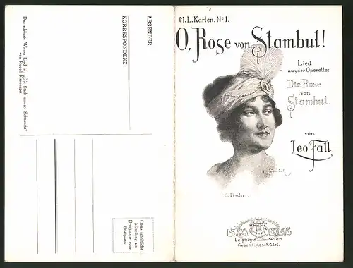 Klapp-AK Operette O, Rose von Stambul! mit Walzerlied von Leo Fall