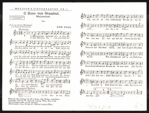 Klapp-AK Operette O, Rose von Stambul! mit Walzerlied von Leo Fall