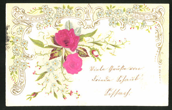 Stoff Prage Ak Rosen Und Florale Ornamente Nr 976 Oldthing Ansichtskarten Besondere Karten Material Karten