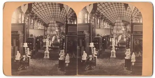 Stereo-Fotografie Ansicht Wien, Weltausstellung 1873, Kunst-Pavillon Italien - Innenansicht