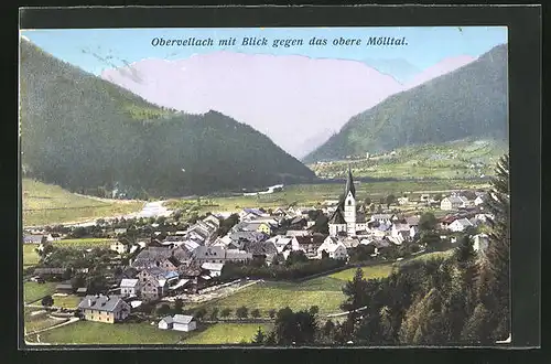 AK Obervellach, Ortsansicht gegen das obere Mölltal