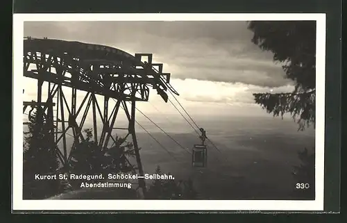 AK St. Radegund, Schöckel-Seilbahn in Abendstimmung