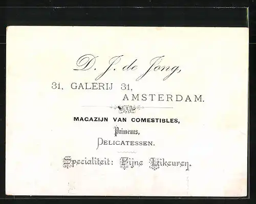 Kaufmannsbild Amsterdam, Magazijn Van Comestibles, de Jong, Prins Hendrikkade