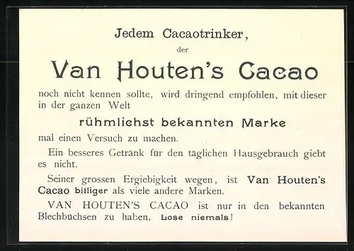 Sammelbild Van Houten's Cacao, Partie in Zaandam