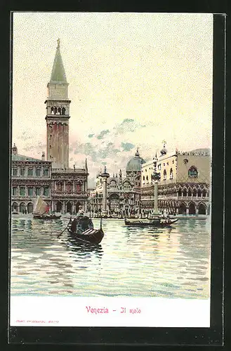 Sammelbild Loeflund's diaetische Präparate, Venedig - Venezia, Il molo, Gondel vor dem Dogenpalast