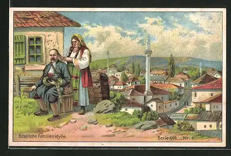 Sammelbild Bückeburg, Margarine der Kronenwerke AG, Paar aus Bosnien in Tracht