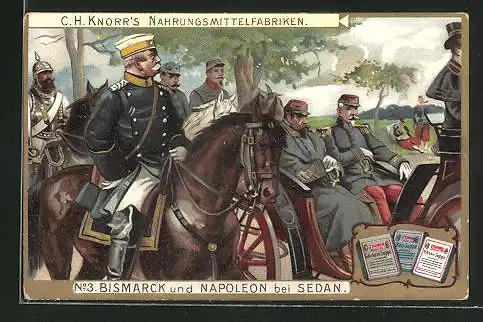 Sammelbild Knorr Nahrungsmittel, Reichskanzler Bismarck & Napoleon III. bei Sedan