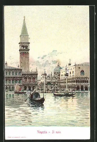 Sammelbild Loeflund's diaetische Präparate, Venedig-Venezia, Il molo, Gondeln auf dem Canal Grande vor dem Dogenpalast