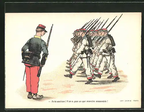 Sammelbild Amidon Hoffmann, französische Rekruten marschieren