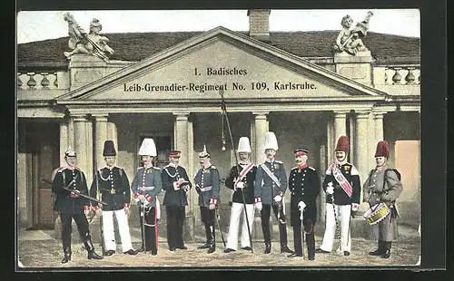 AK Karlsruhe, 1. Badisches Leib-Grenadier-Regiment No. 109
