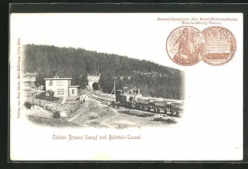 AK Station Braune Sumpf & Bielstein-Tunnel, Kleinbahn