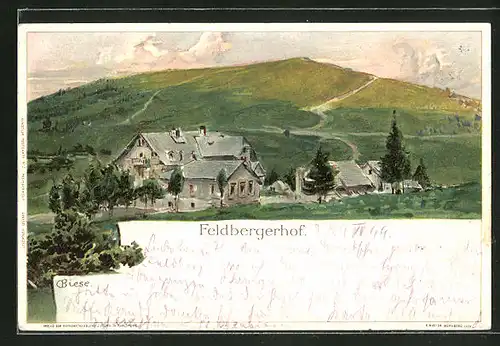 Künstler-Lithographie Carl Biese: Feldberghof, Panorama