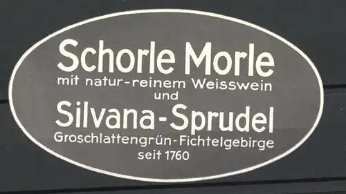 Reklamemarke Schorle Morle und Silvana-Sprudel seit 1760