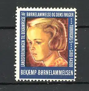 Reklamemarke Landsforingen til Bekampelse af Bornelammelse og dens folger, kleines Mädchen-Portrait