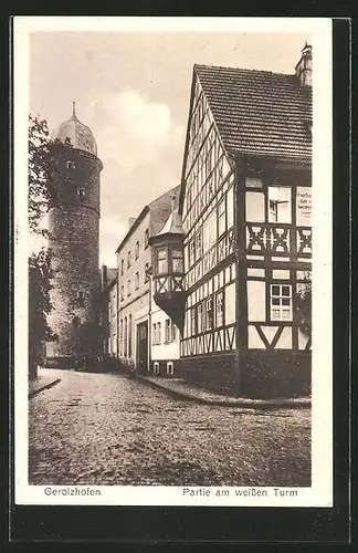 AK Gerolzhofen, Strasse am weissen Turm