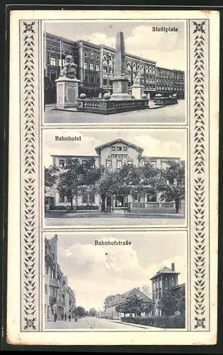 AK Mühldorf a. Inn, Bahnhotel, Stadtplatz, Bahnhofstrasse