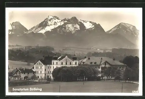 AK Ströbing, Ortspartie mit Sanatorium
