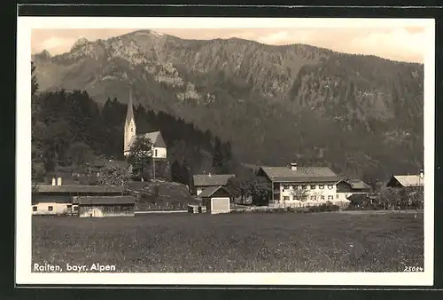 AK Raiten, Ortspartie vor den bayr. Alpen