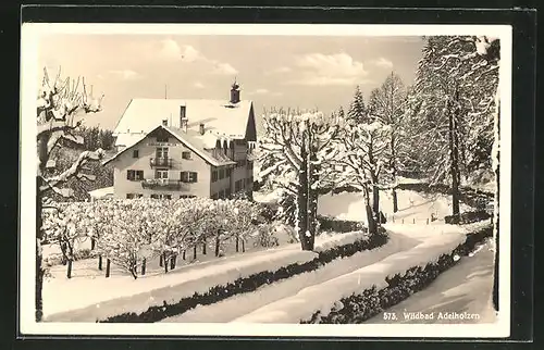 AK Wildbad Adelholzen, Ansicht vom Kurhaus Adelsholzen im Winter