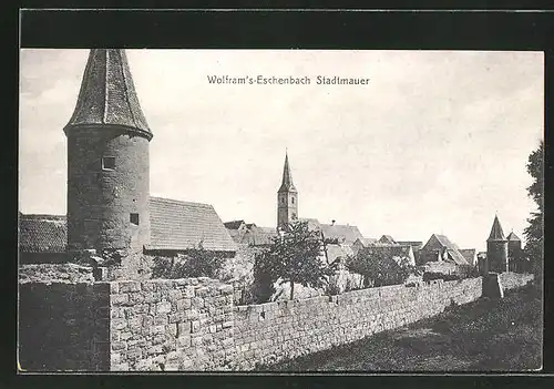 AK Wolframs-Eschenbach, Partie an der Stadtmauer