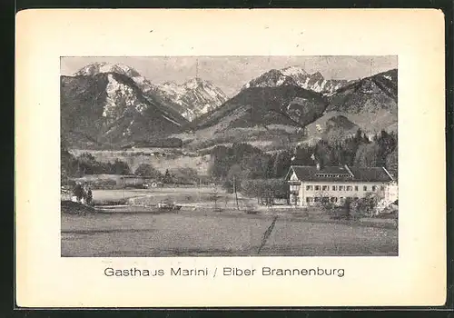 AK Brannenburg, Blick zum Gasthaus Marini / Biber
