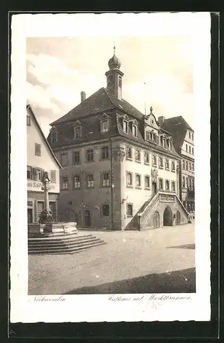 AK Neckarsulm, Rathaus mit Marktbrunnen