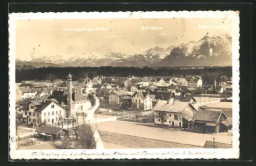 AK Freilassing, Totalansicht mit Tennengebirge, Göll & Untersberg