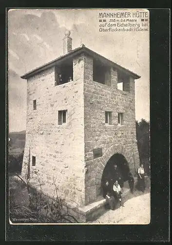 AK Oberflockenbach i/Odenwald, Mannheimer Hütte auf dem Eichelberg