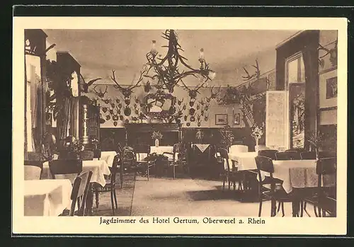 AK Oberwesel a. Rhein, Jagdzimmer des Hotel Gertum