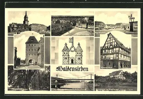 AK Haldensleben, Stendaler Tor, Kühnes Haus, Marktplatz
