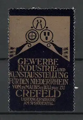 Reklamemarke Crefeld, Gewerbe- und Industrie-Ausstellung 1911, Messelogo