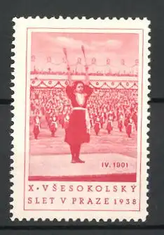 Reklamemarke Prag, X. Vsesokolsky Slet v 1938, Keulen-Akrobatin