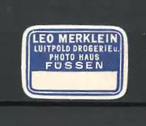 Reklamemarke Luitpold Drogerie und Photohaus, Inh. Leo Merklin, Füssen