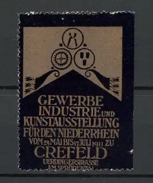 Reklamemarke Crefeld, Gewerbe und Industrie-Ausstellung 1911, Messelogo