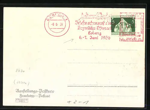 Künstler-AK Coburg, Briefmarken-Ausstellung Bayerische Ostmark 1936, Coburger Hofbräu