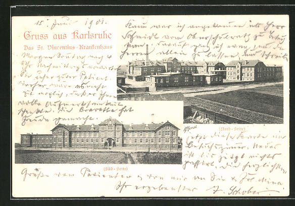 Ak Karlsruhe Das St Vincentius Krankenhaus Nordseite Sudseite Nr 8312216 Oldthing Ansichtskarten Baden Wurttemberg