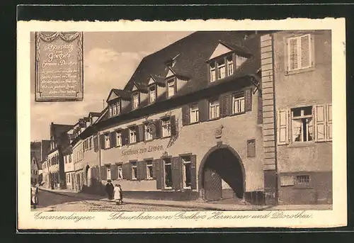 AK Emmendingen, Gasthaus zum Löwen, Schauplatz von Goethe's Hermann und Dorothea