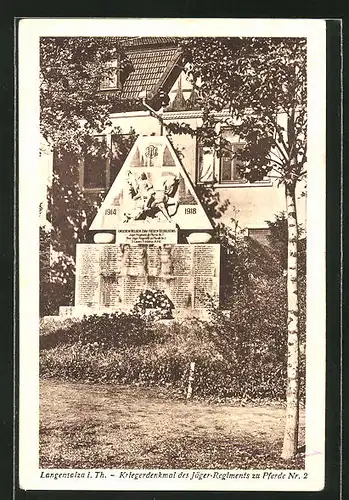 AK Langensalza i. Th., Kriegerdenkmal de Jäger-Regiments zu Pferde Nr. 2