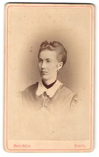 Fotografie Moritz Müller, Rochlitz, Portrait Dame mit zeitgenöss. Frisur