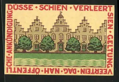 Notgeld Friedrichstadt 1921, 50 Pfennig, Lutherische Kirche, Giebelhäuser