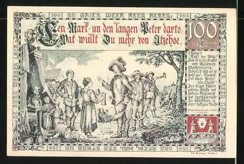 Notgeld Itzehoe 1921, 1 Mark, im Lager der Kaiserlichen und Stadtwappen