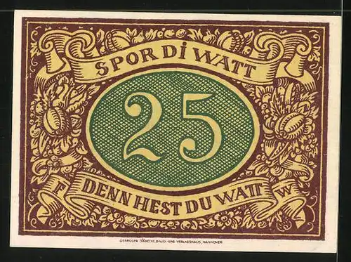 Notgeld Schneverdingen 1921, 25 Pfennig, Schuhmacher bei der Arbeit