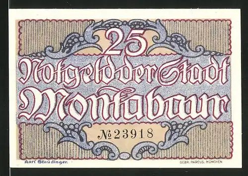 Notgeld Montabaur 1920, 25 Pfennig, Schloss